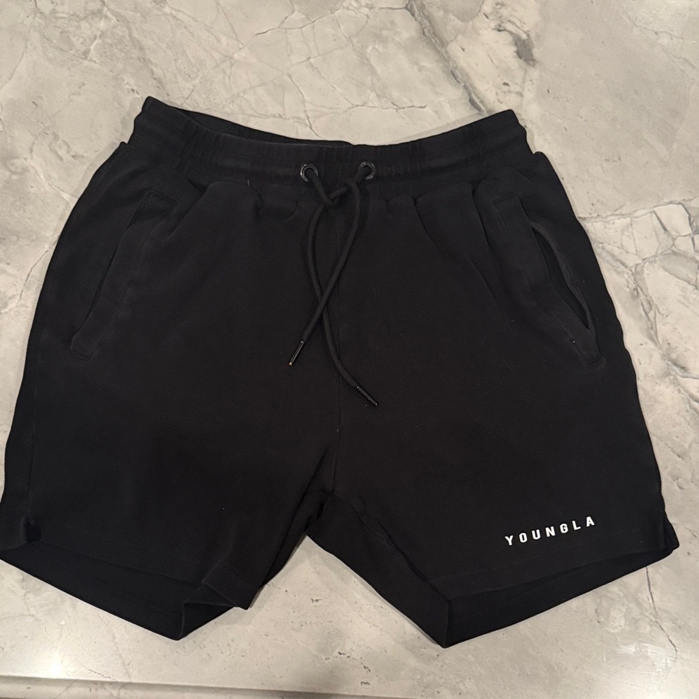 YoungLA Men's Athletic Black Shorts
